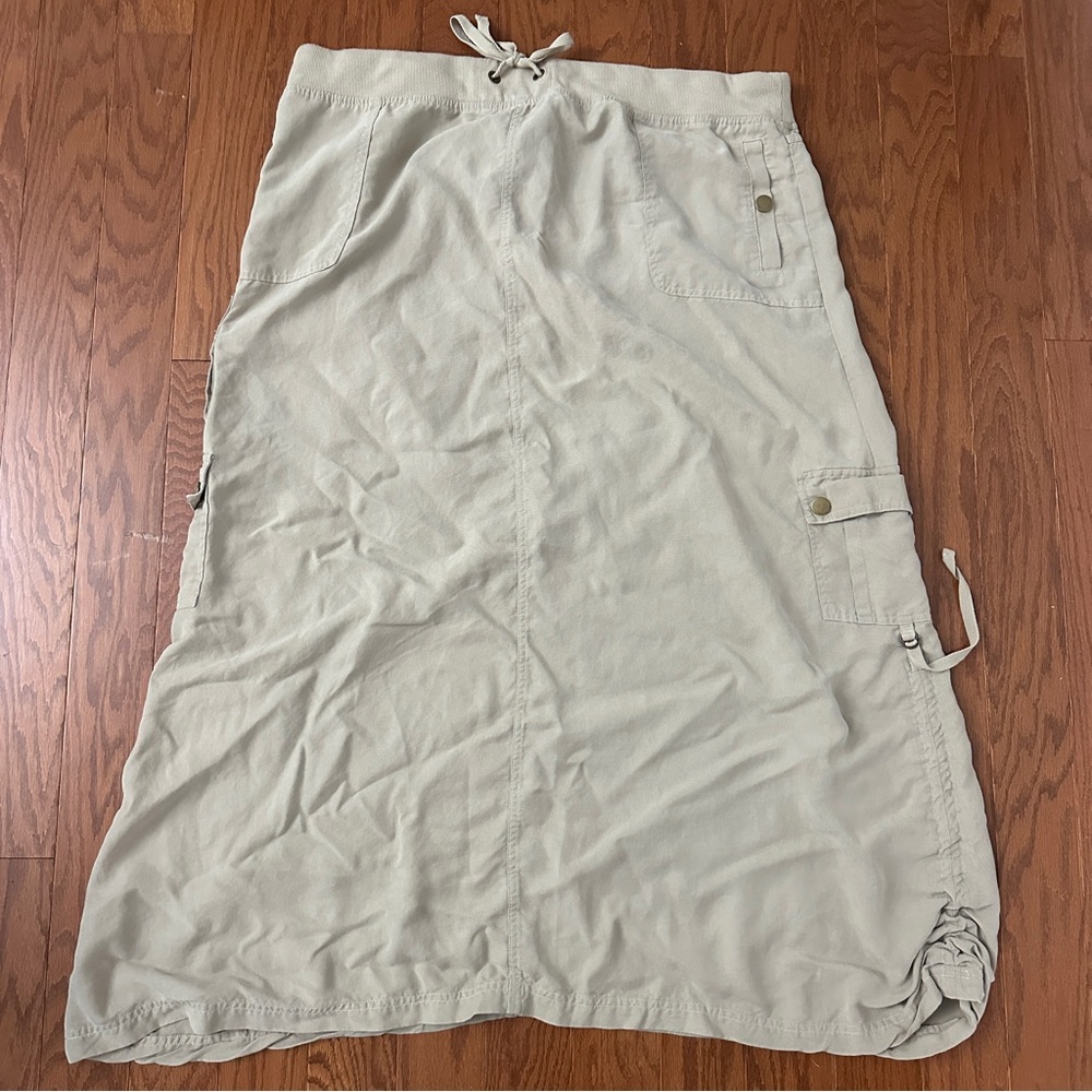 Zenergy By Chicos Womens Khaki Long Cargo Skirt
